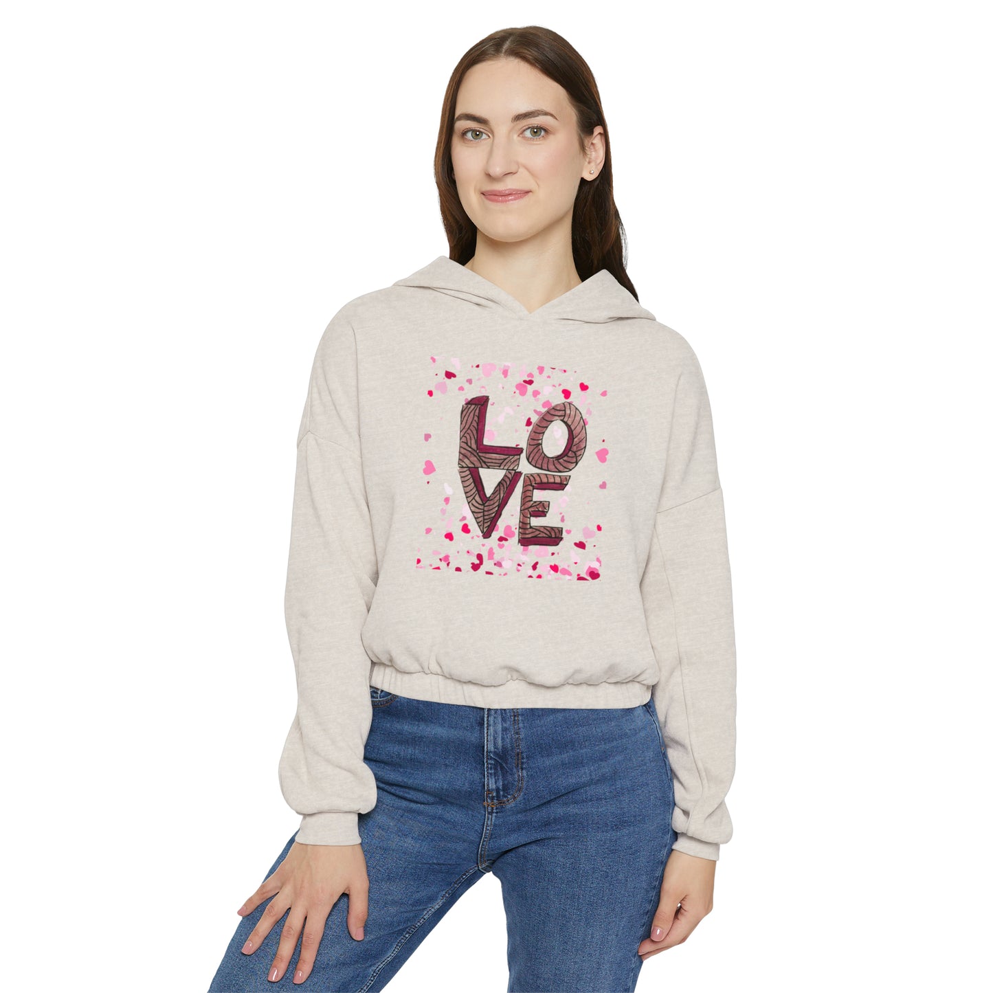 Stacked LOVE - Women's Cinched Bottom Hoodie