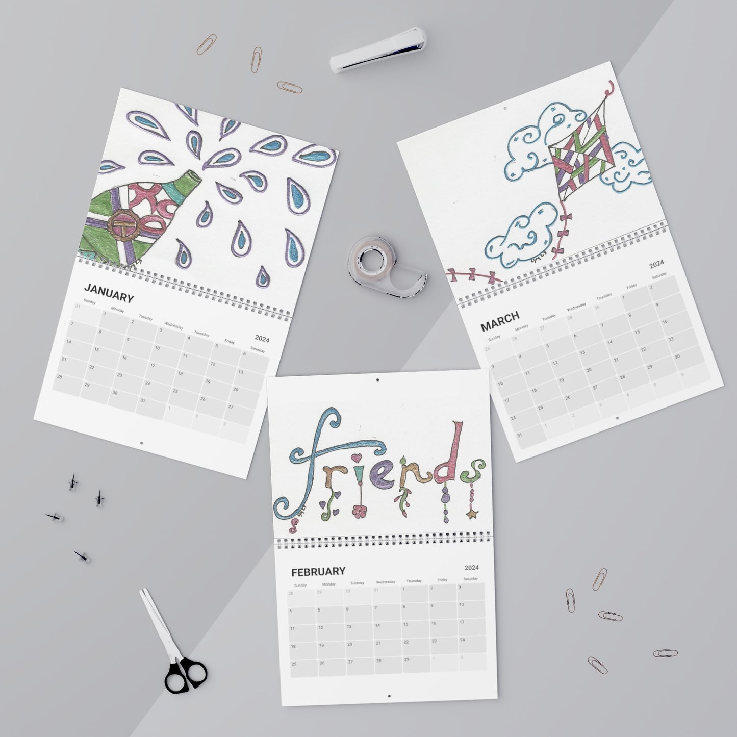 Colored Ink Calendar (2024)