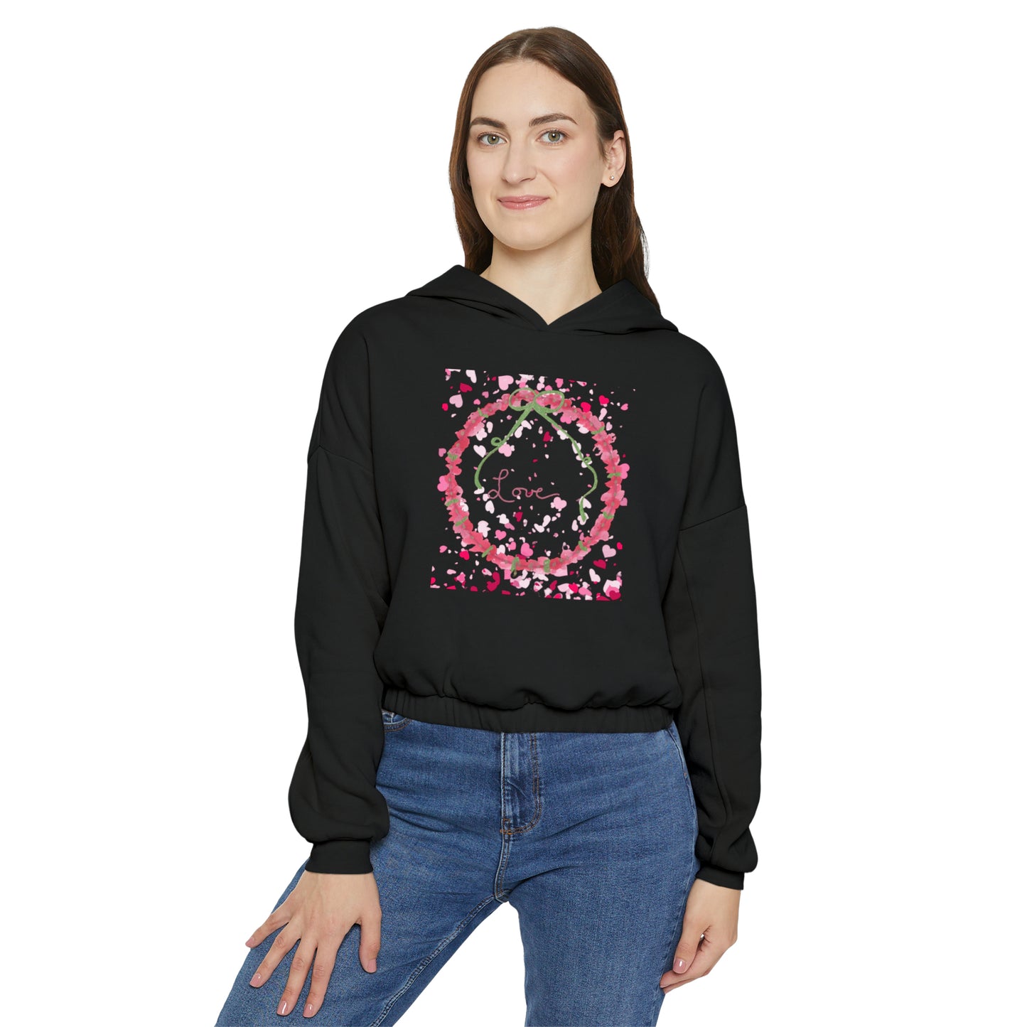 Love Wreath - Women's Cinched Bottom Hoodie