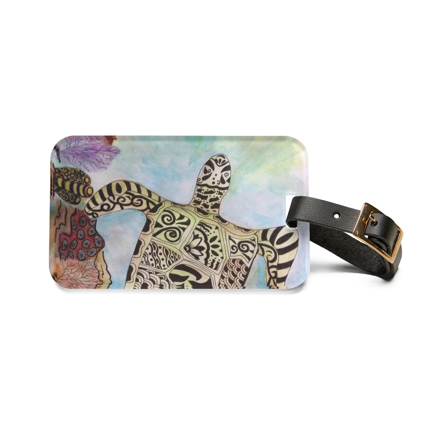 Zentangle Turtle Luggage Name Tag