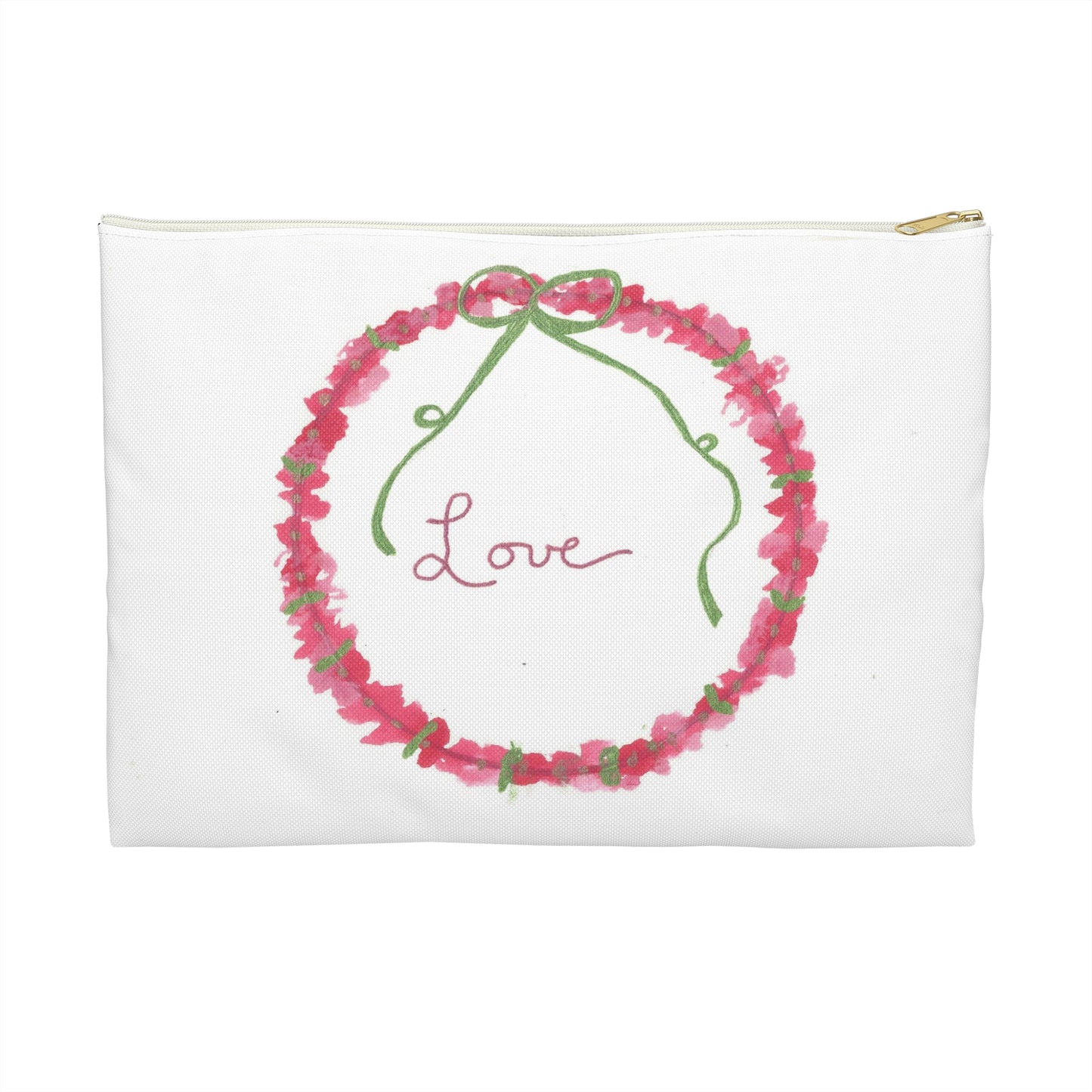 Love Wreath Accessory Pouch, Cosmetic bag, pencil case
