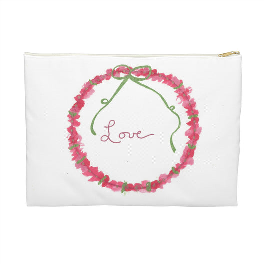 Love Wreath Accessory Pouch, Cosmetic bag, pencil case