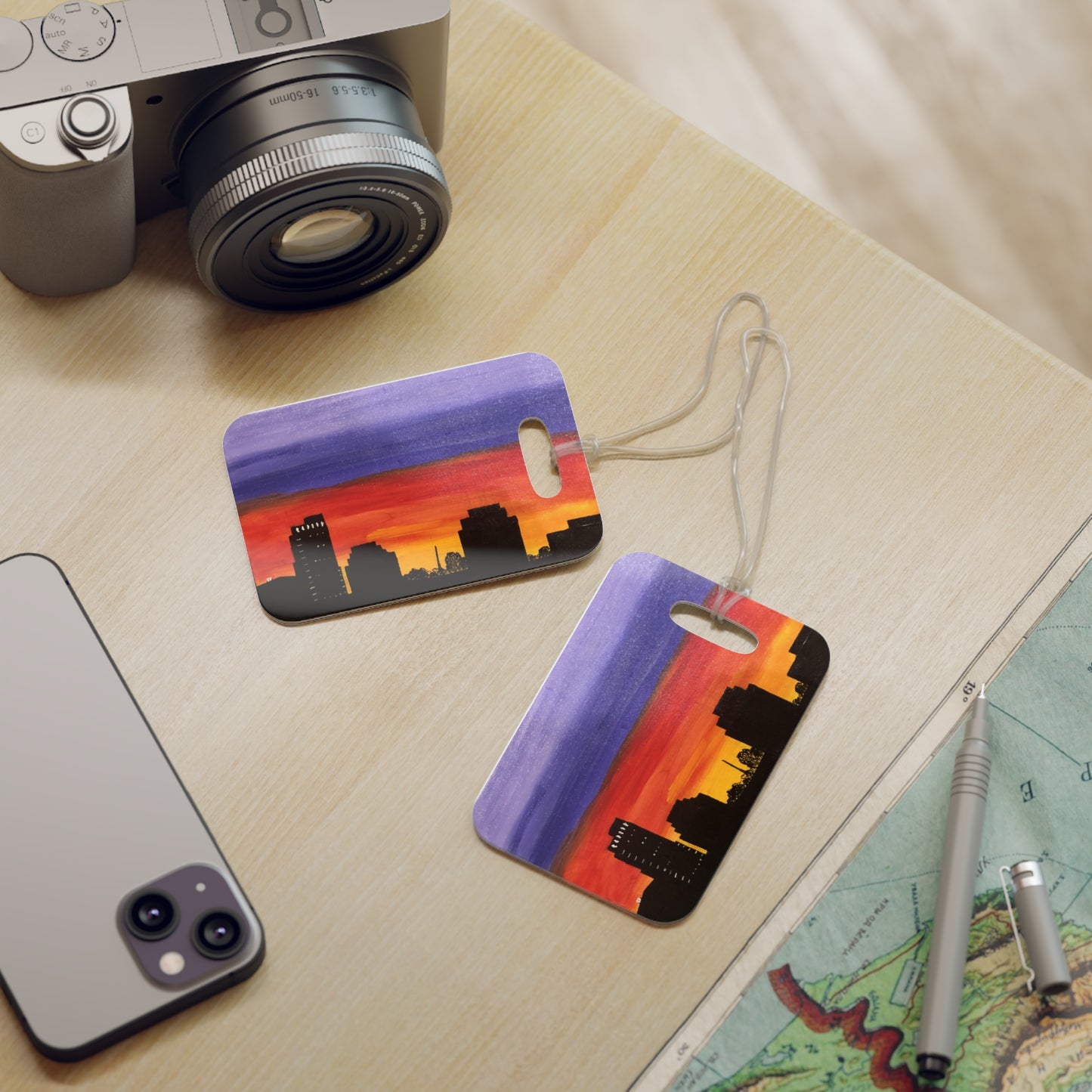 Sunset Over Houston Skyline Luggage Tag | Houston Texas
