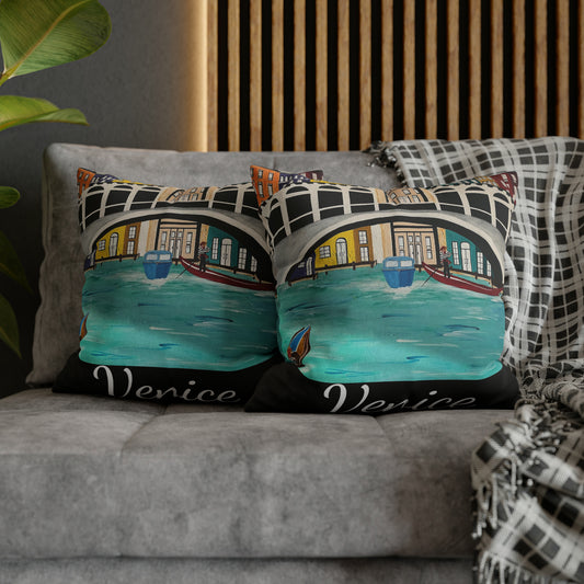 Venice Italy Pillow Cover (Black)