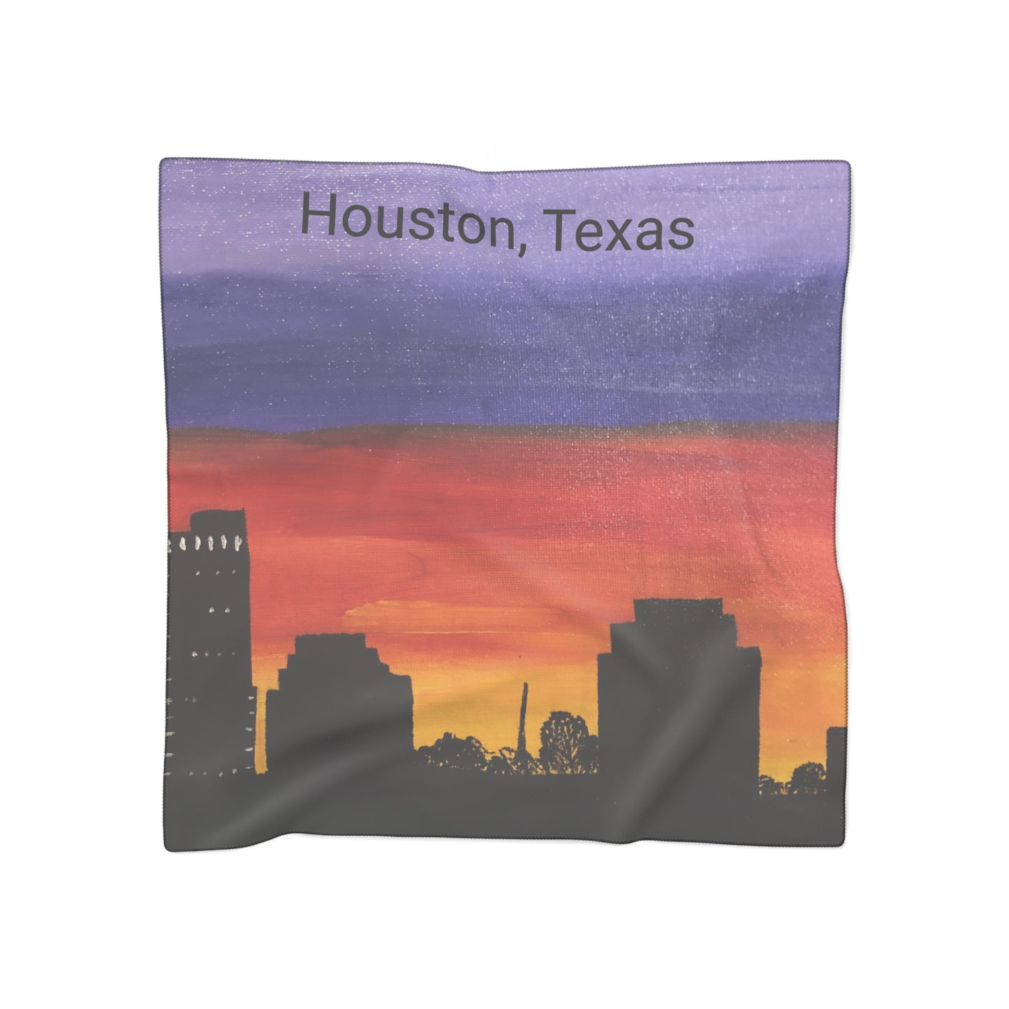 Sunset over Houston Skyline Poly Scarf | Houston Texas