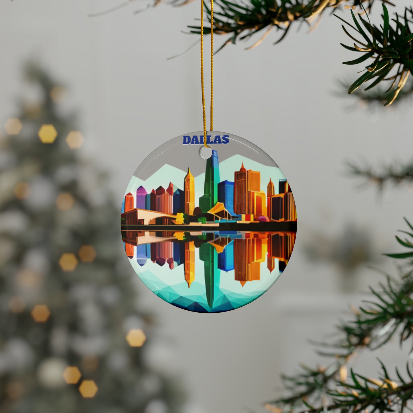 Dallas Texas Reflections Ceramic Ornaments (3pcs, 5pcs, 10pcs)