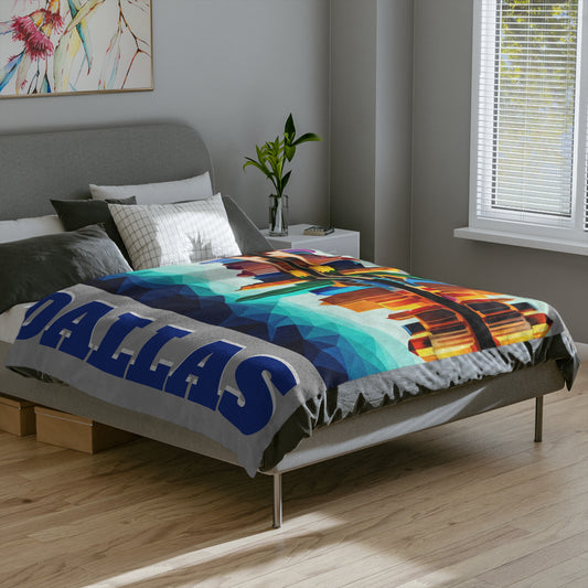 Dallas Texas Reflections Velveteen Minky Blanket