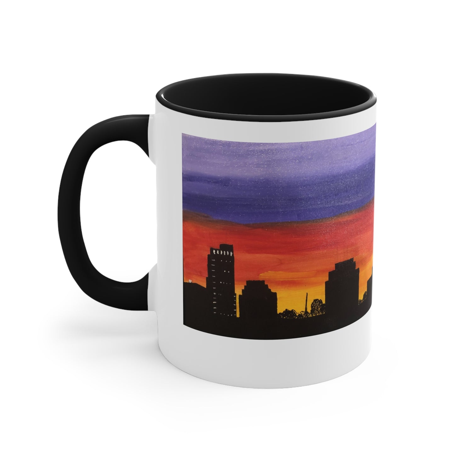 Sunset over Houston Skyline Coffee Mug (Double Sided) | Houston Texas