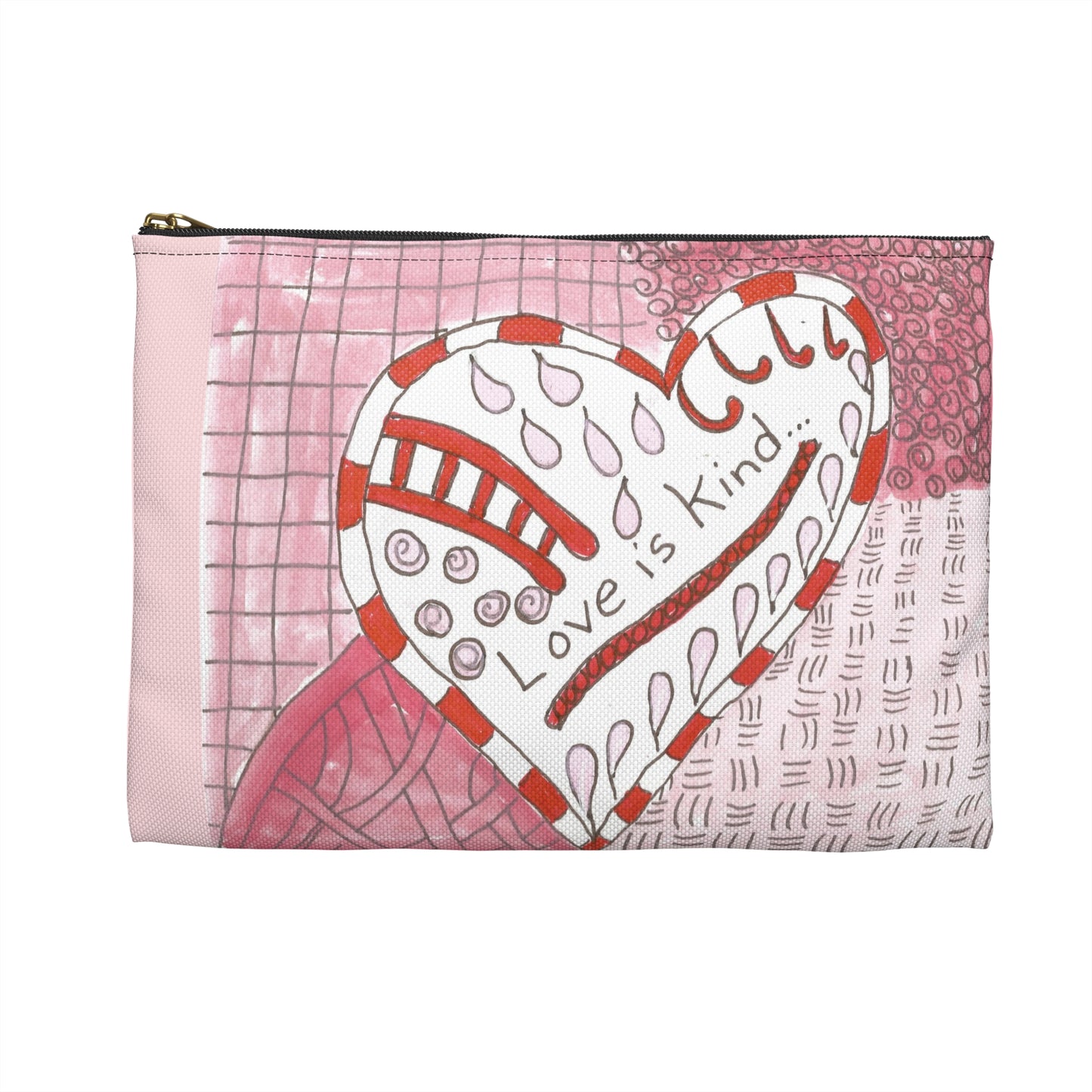 Love Is Kind Accessory Pouch | Cosmetic Bag  or Pencil Case - Pink