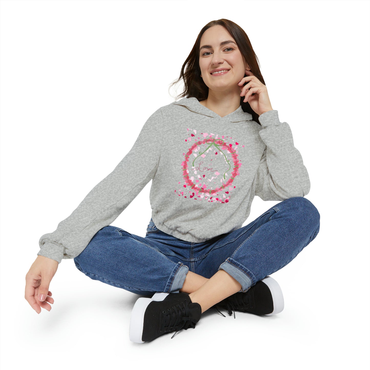 Love Wreath - Women's Cinched Bottom Hoodie