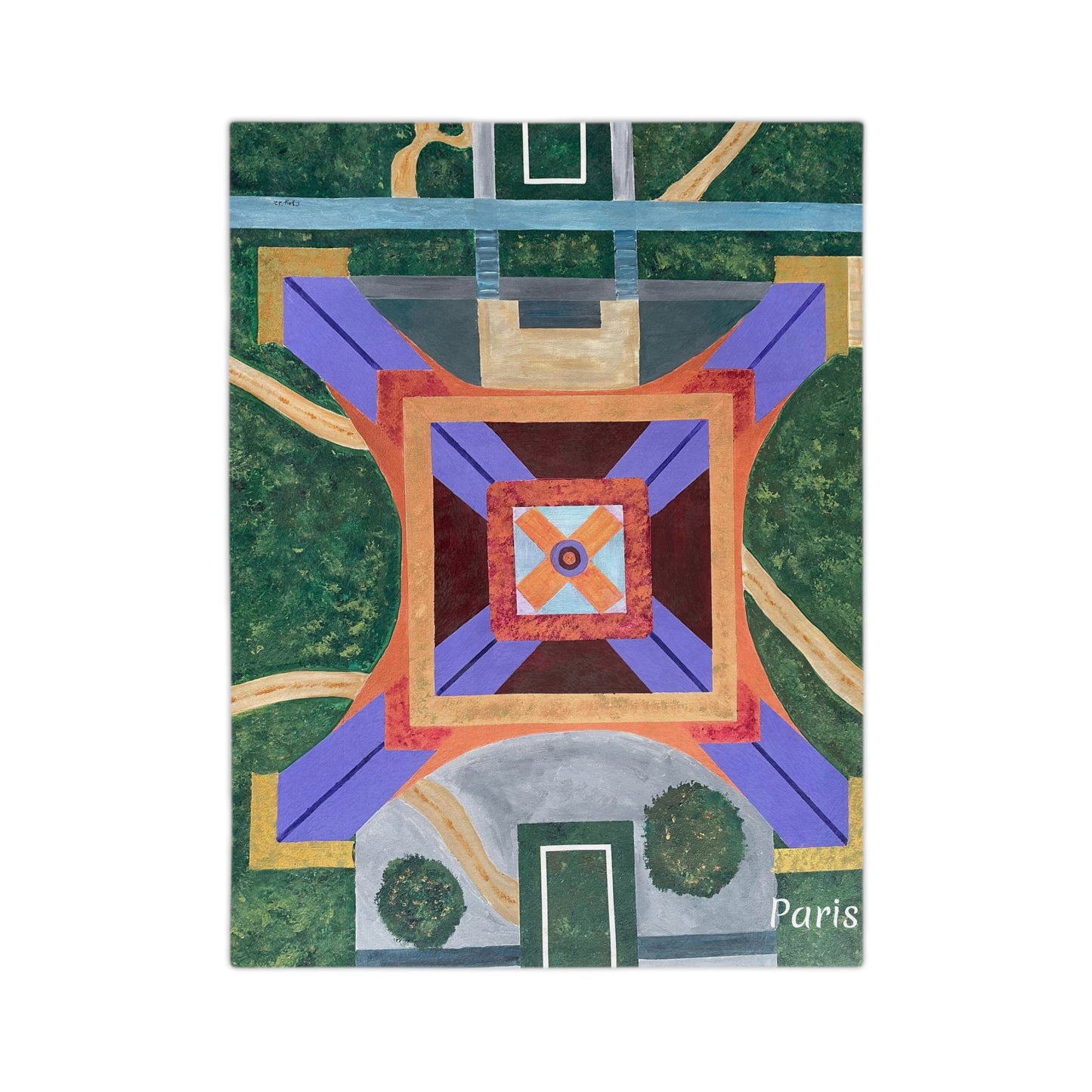 Paris Abstract Eiffel Tower Velveteen Minky Blanket