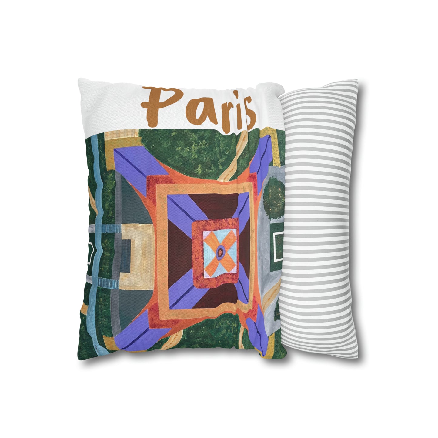 Paris Abstract Eiffel Tower Throw Pillow Cover (White)