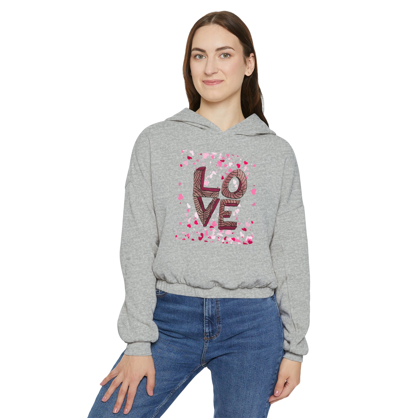 Stacked LOVE - Women's Cinched Bottom Hoodie