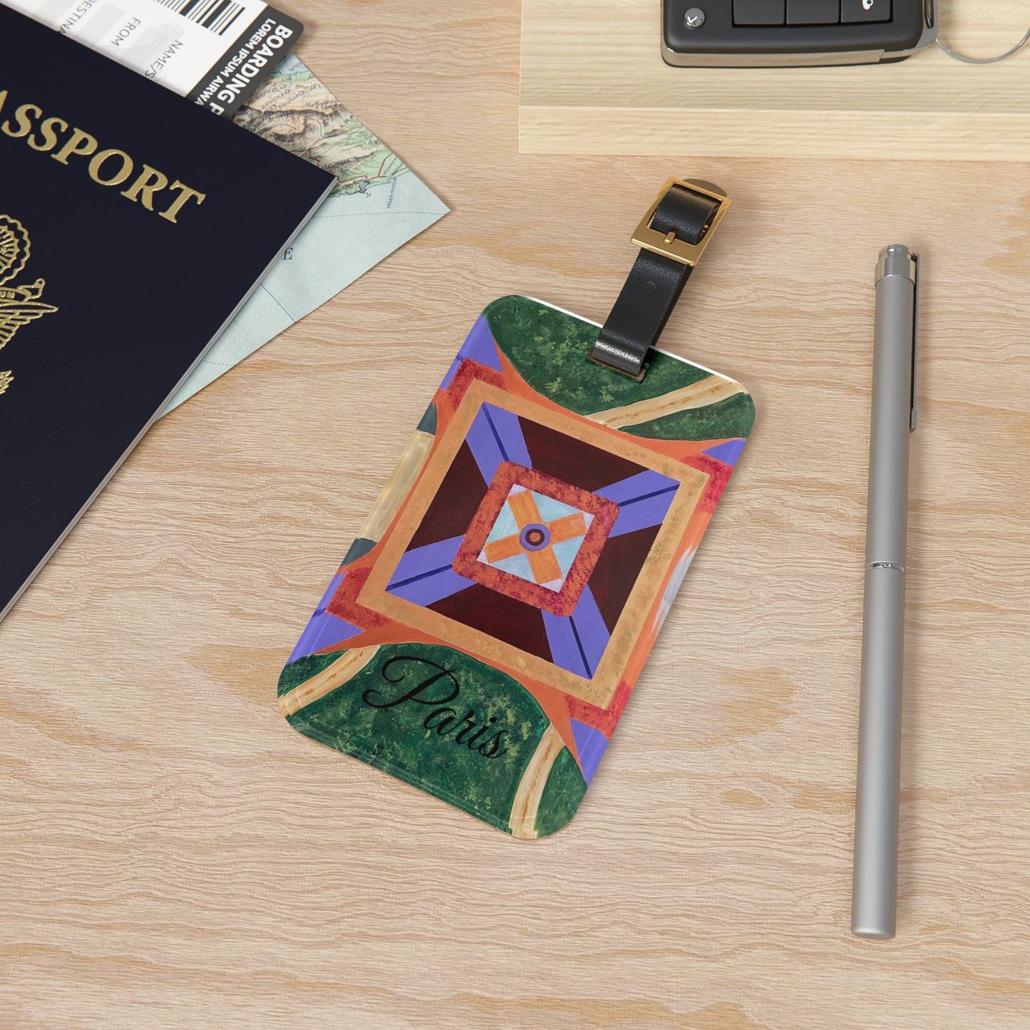 Paris Abstract Eiffel Tower Luggage Name Tag