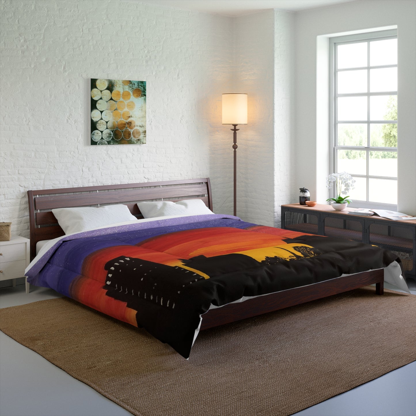 Sunset over Houston Skyline Lightweight Comforter | Houston Texas