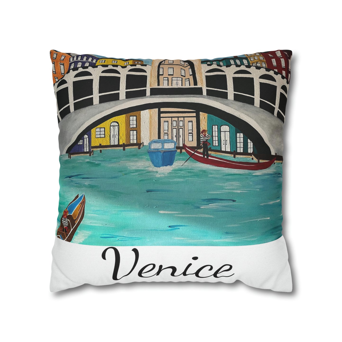 Venice Italy Pillow Cover  (White)