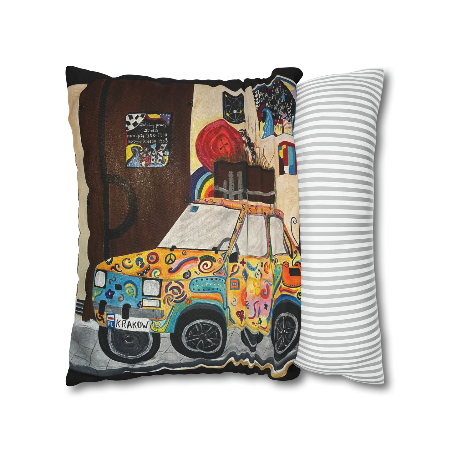 Krakow Poland Pillow Cover (Black)