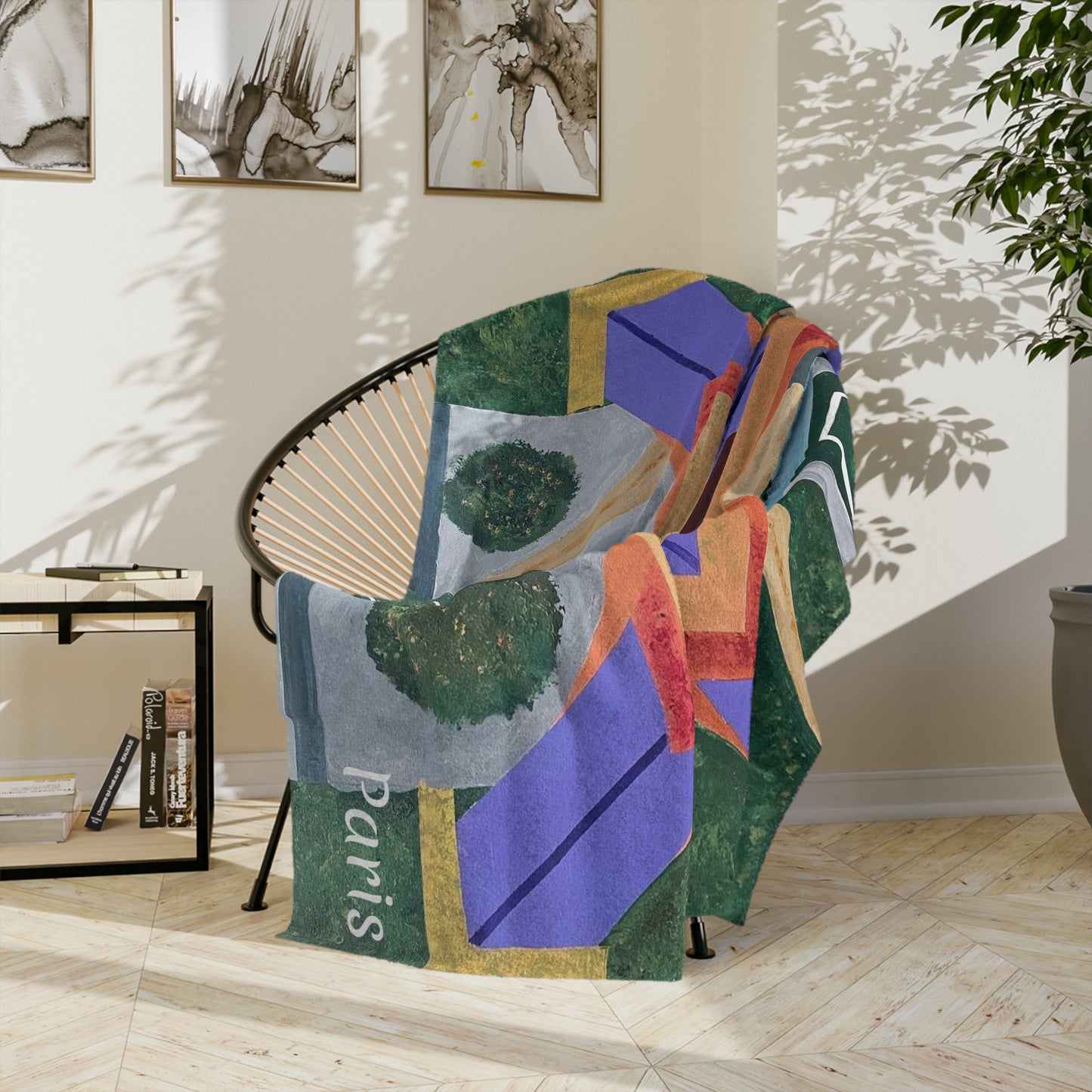 Paris Abstract Eiffel Tower Velveteen Minky Blanket