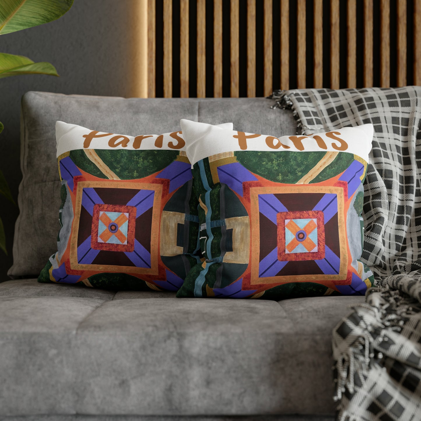 Paris Abstract Eiffel Tower Throw Pillow Cover (White)