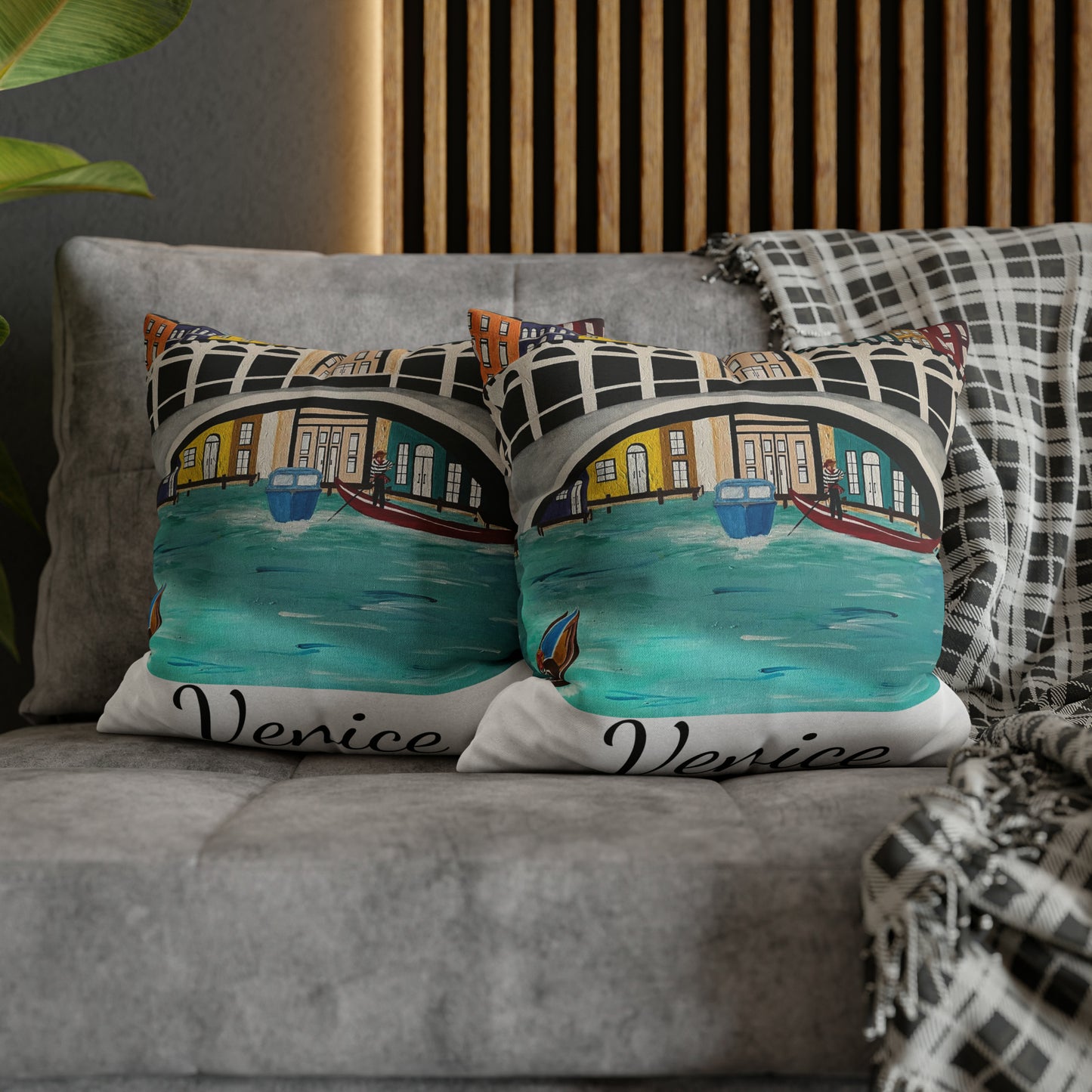 Venice Italy Pillow Cover  (White)