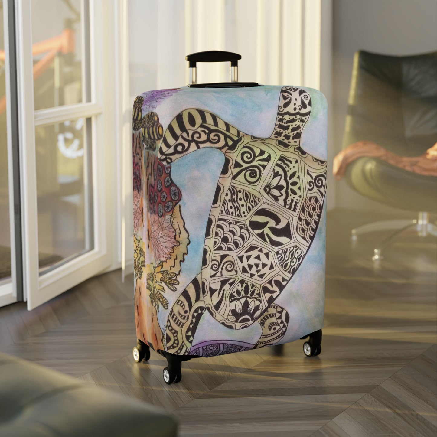 Zentangle Turtle Luggage Cover