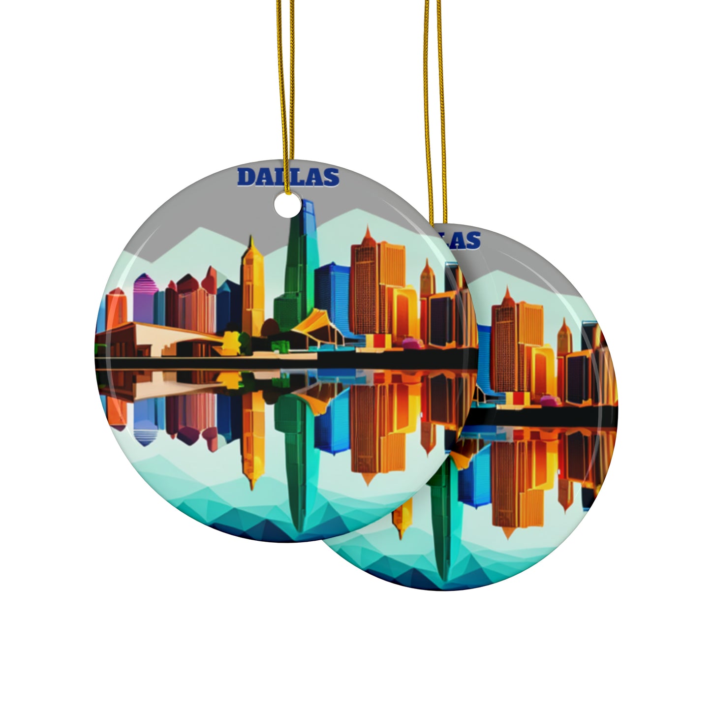 Dallas Texas Reflections Ceramic Ornaments (3pcs, 5pcs, 10pcs)