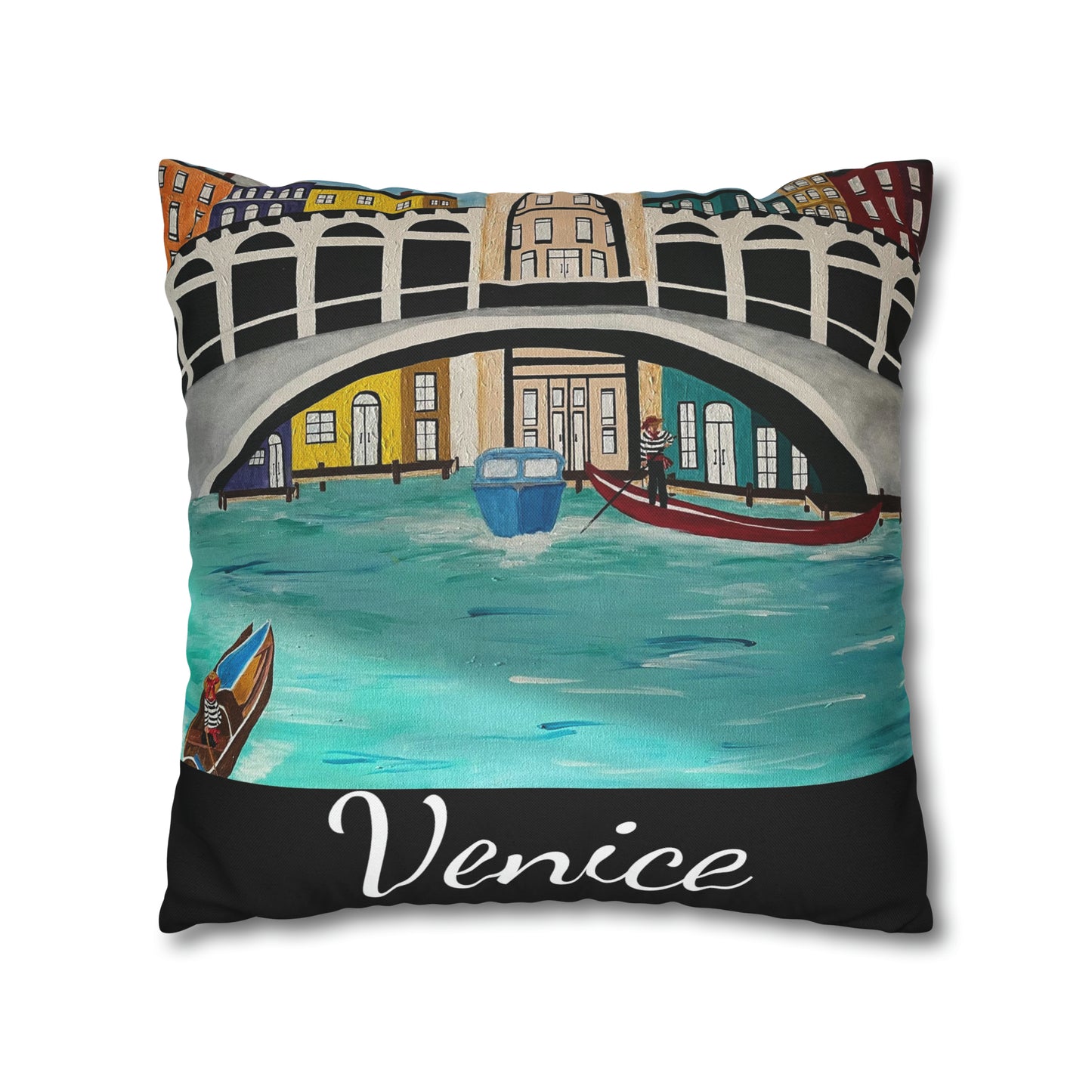 Venice Italy Pillow Cover (Black)