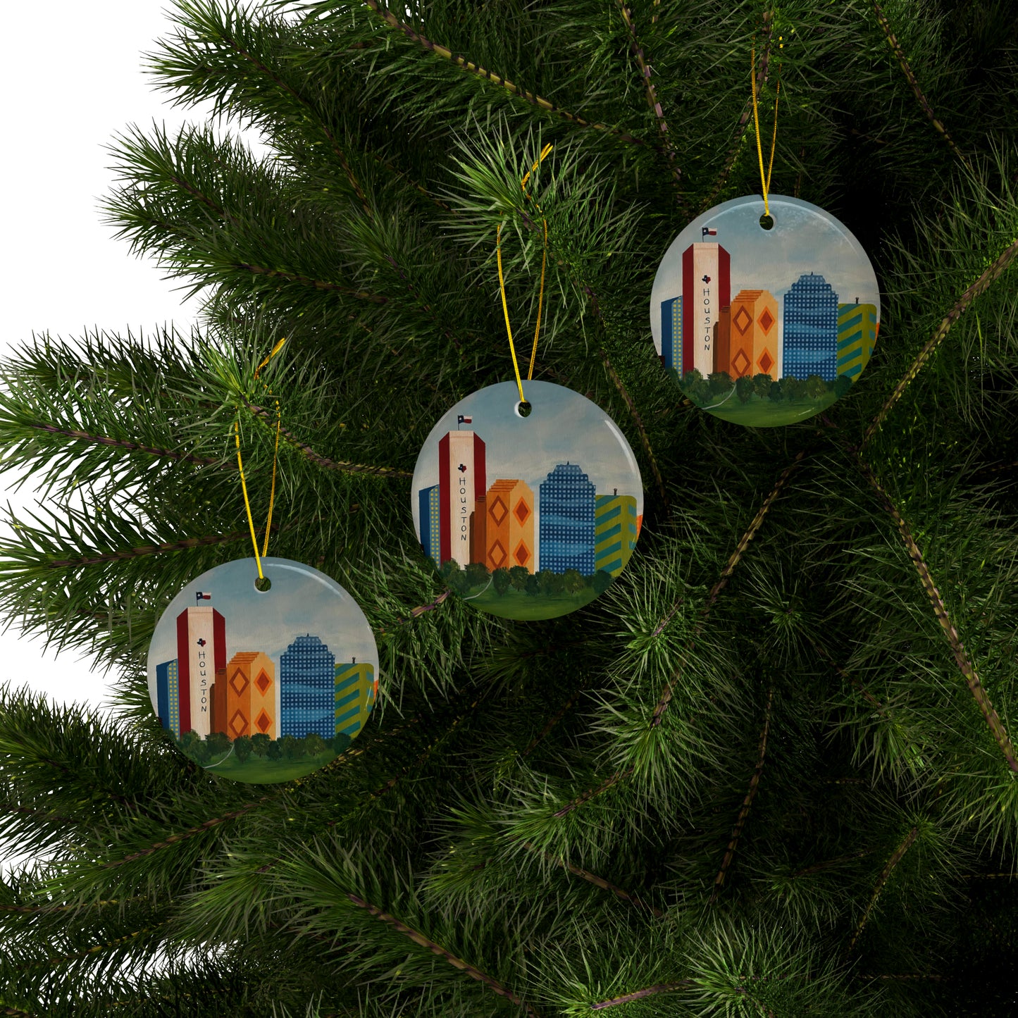 Houston Views Ceramic Ornaments (3pcs, 5pcs, 10pcs) |Houston Texas