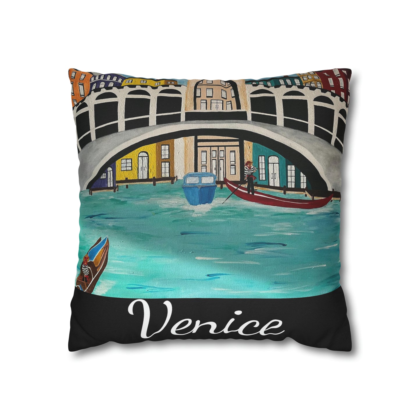 Venice Italy Pillow Cover (Black)