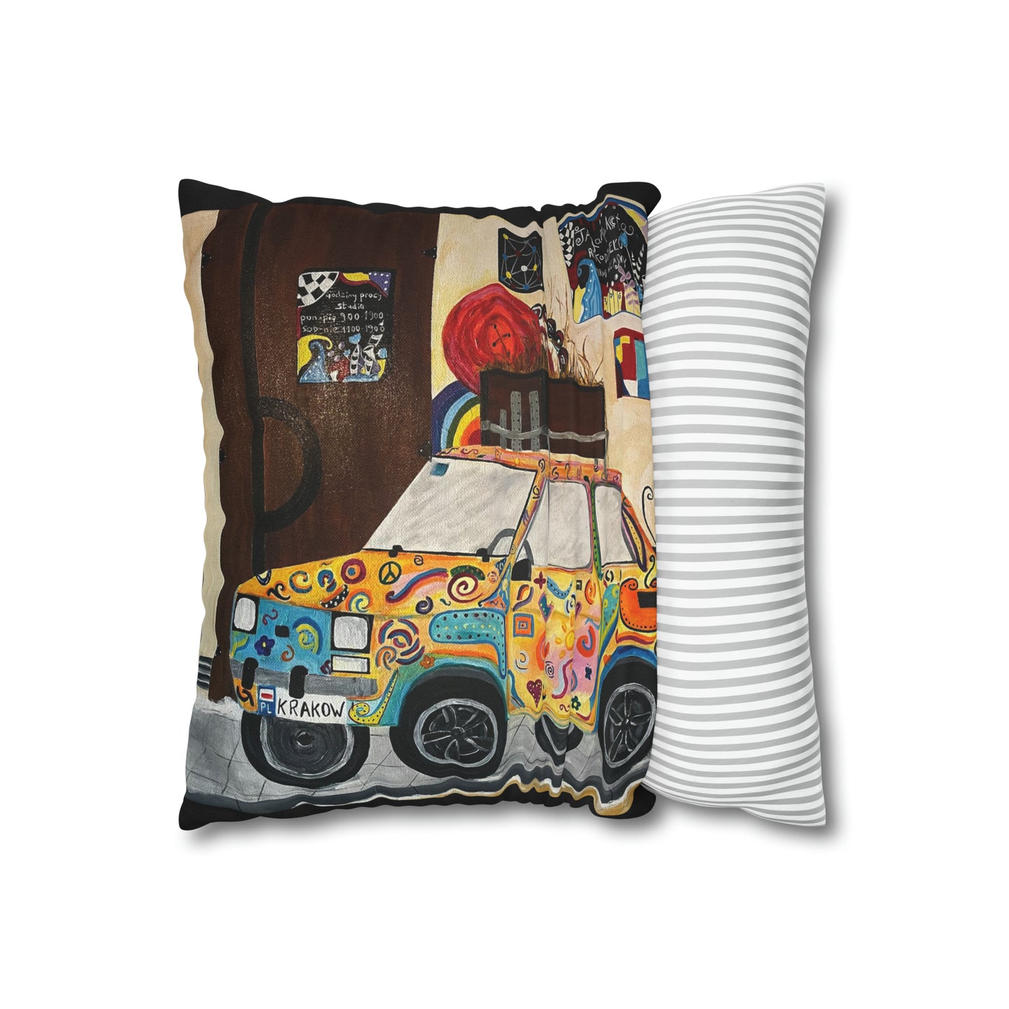 Krakow Poland Pillow Cover (Black)