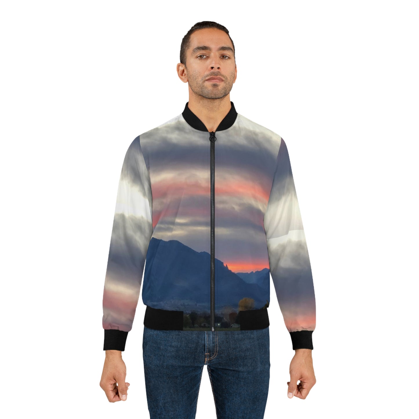 Sunset In Bitterroot Valley Montana Men's Bomber Jacket