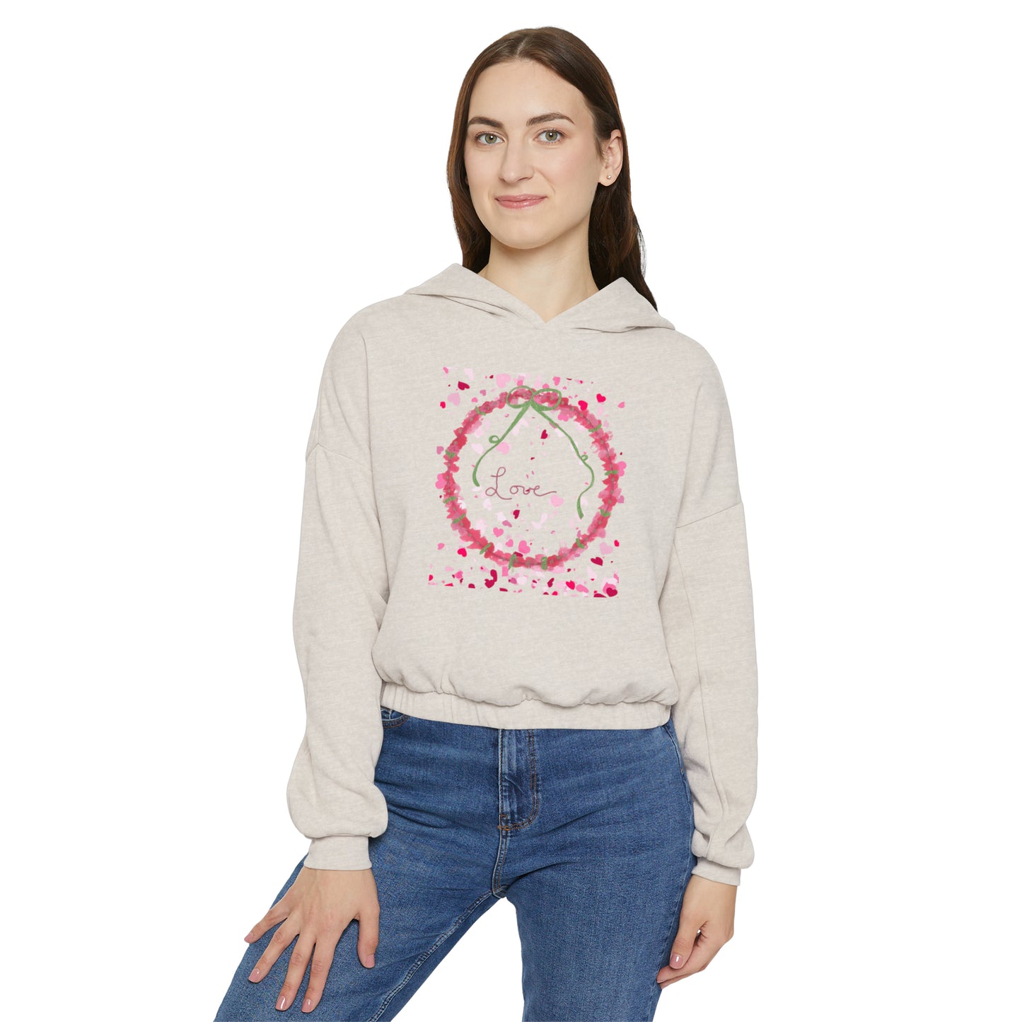 Love Wreath - Women's Cinched Bottom Hoodie