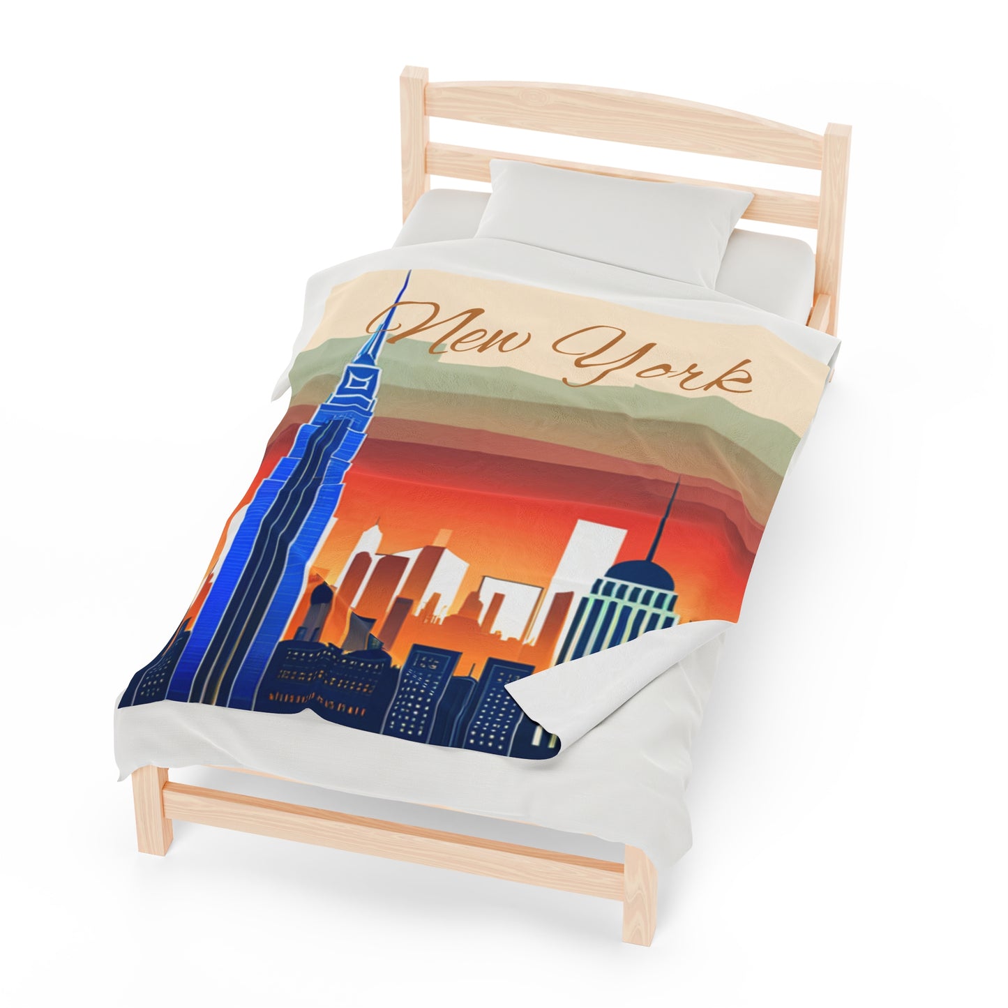 New York City Skyline Velveteen Plush Blanket