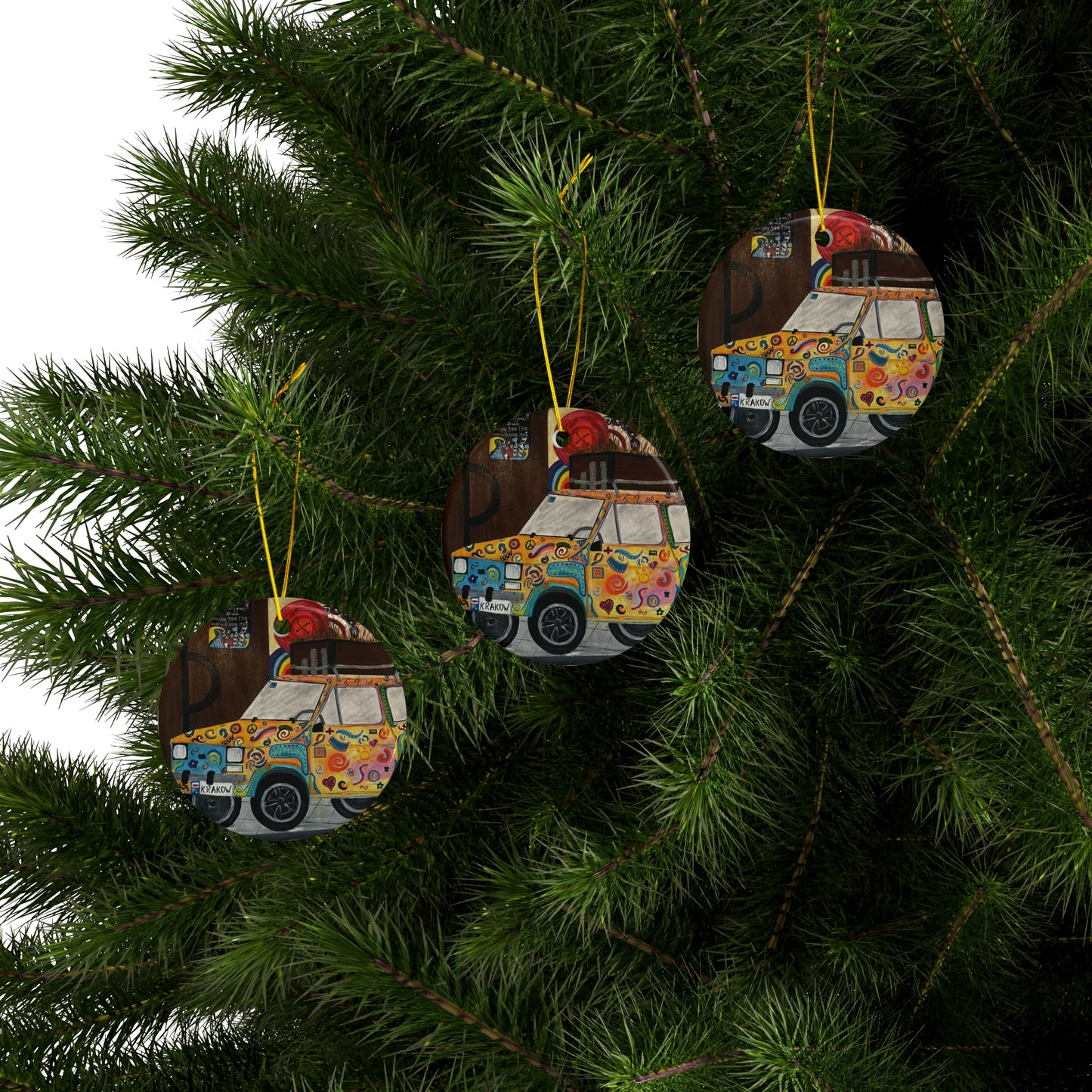 Krakow Poland Ceramic Ornaments (3pcs, 5pcs, 10pcs)