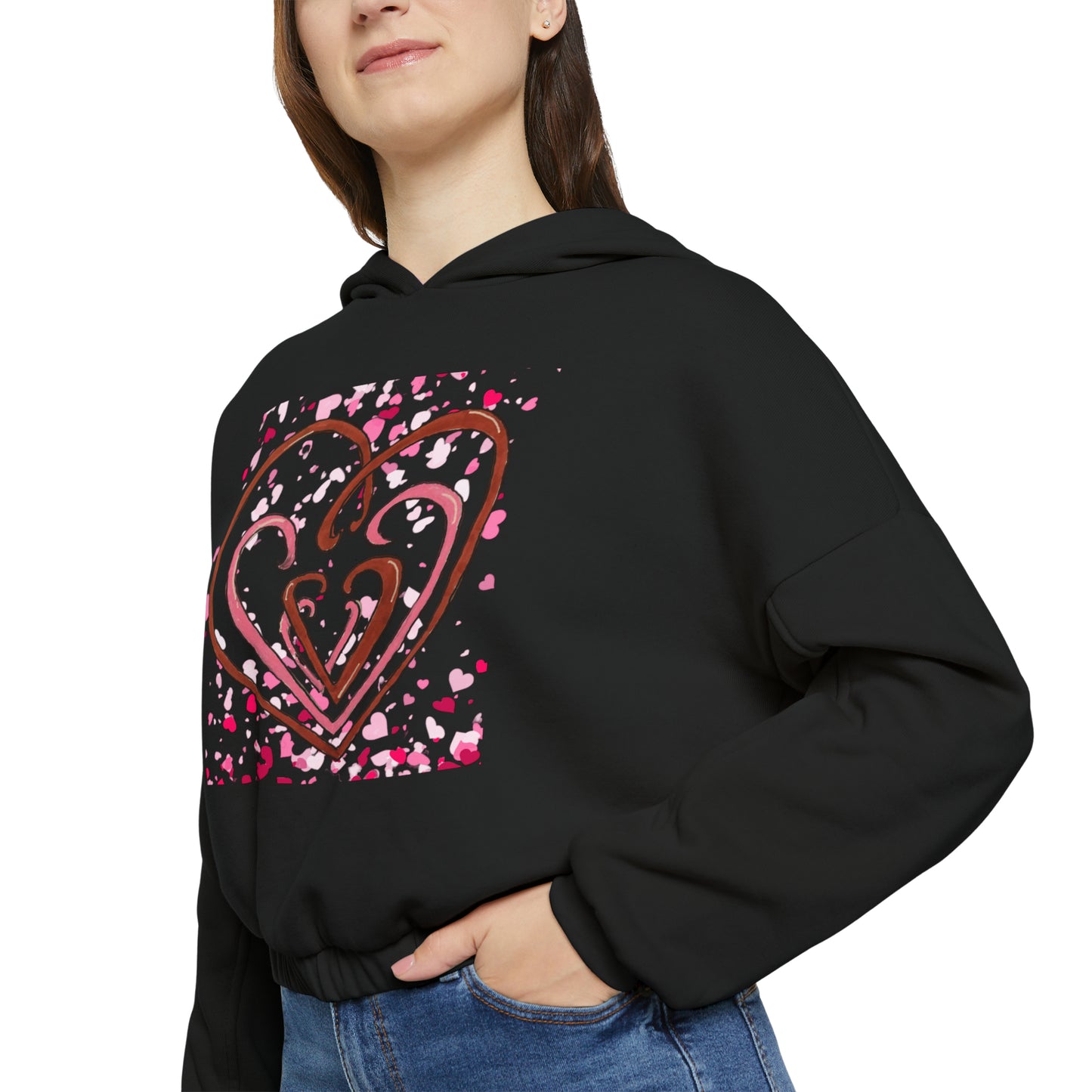Hearts Intertwined - Women's Cinched Bottom Hoodie