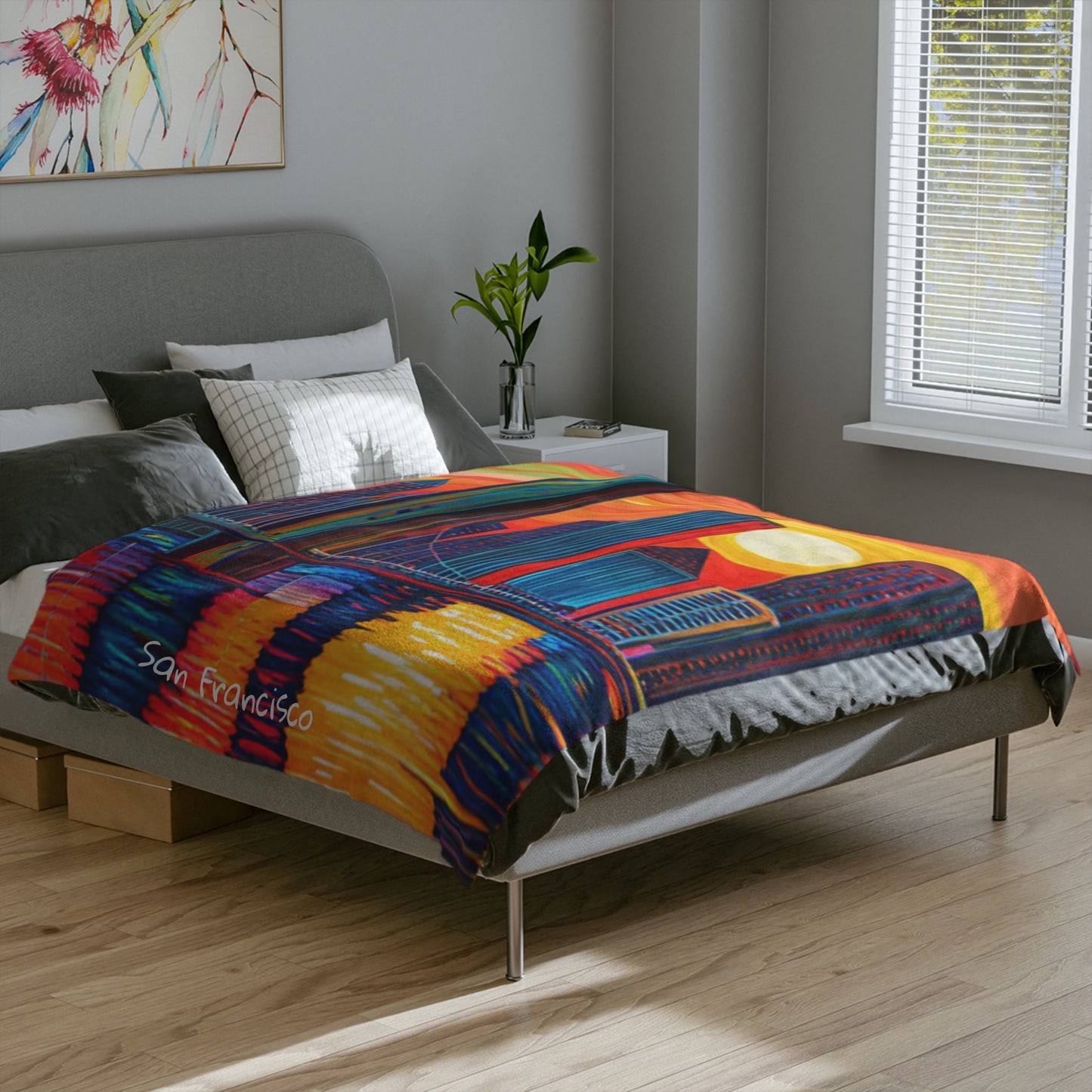 San Francisco Skyline Velveteen Minky Blanket