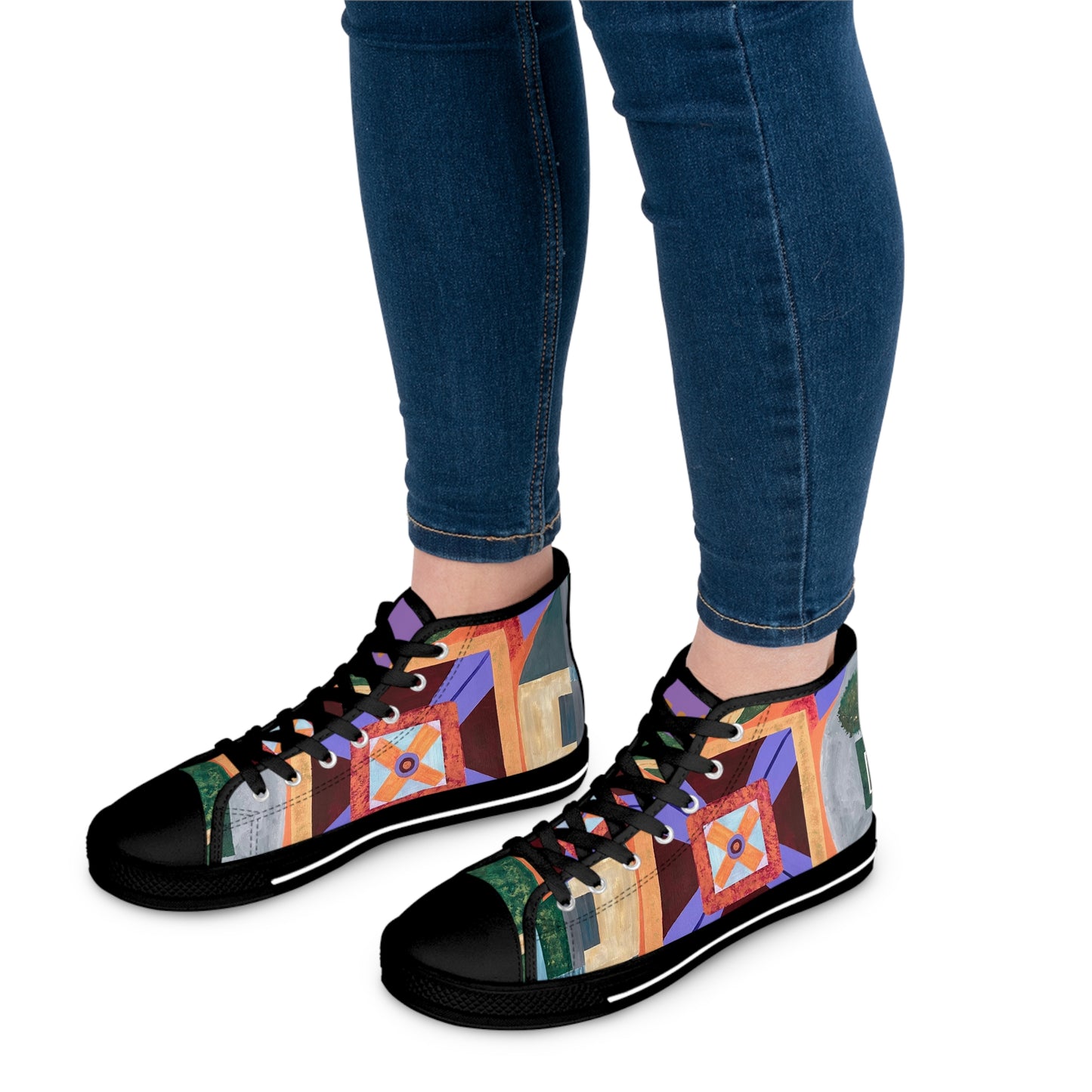 Paris Abstract Eiffel Tower Women's High Top Sneakers