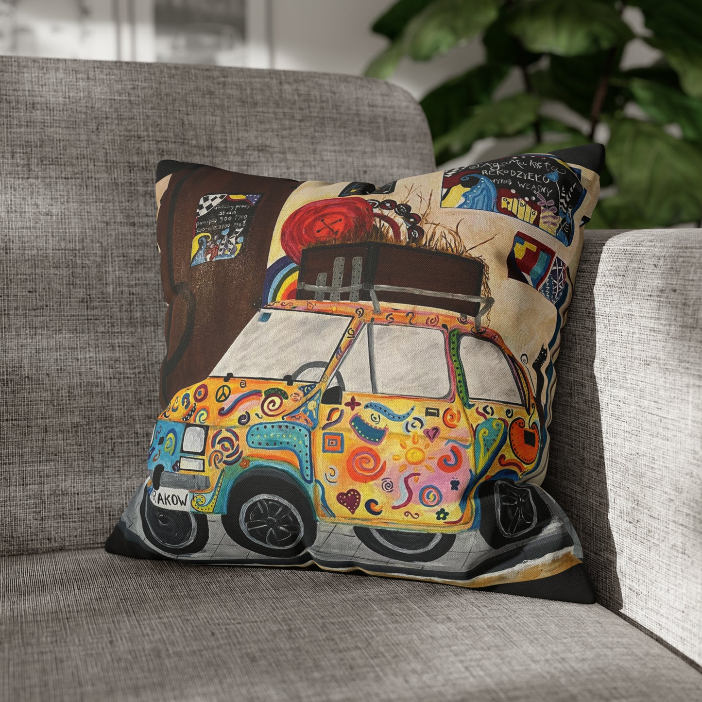 Krakow Poland Pillow Cover (Black)