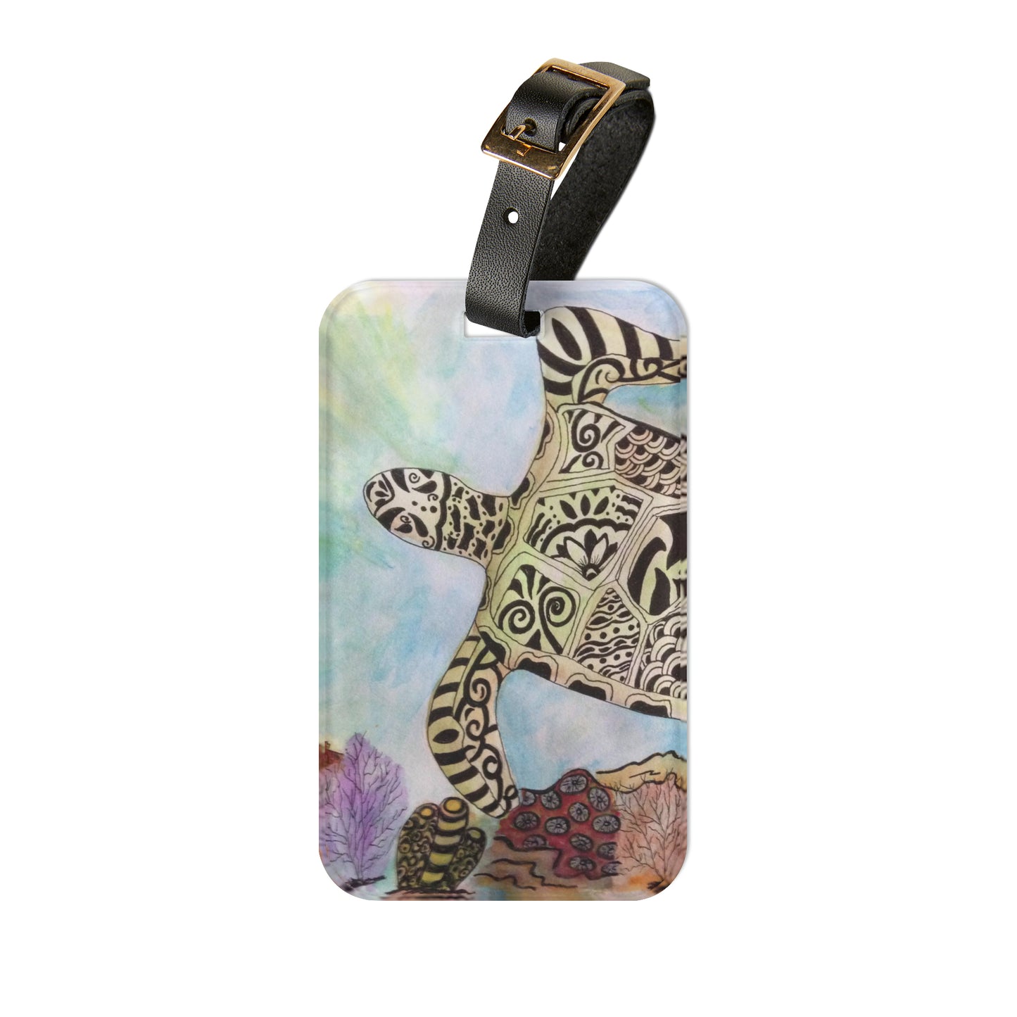 Zentangle Turtle Luggage Name Tag