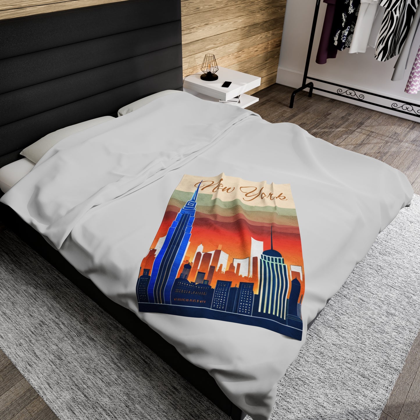 New York City Skyline Velveteen Plush Blanket