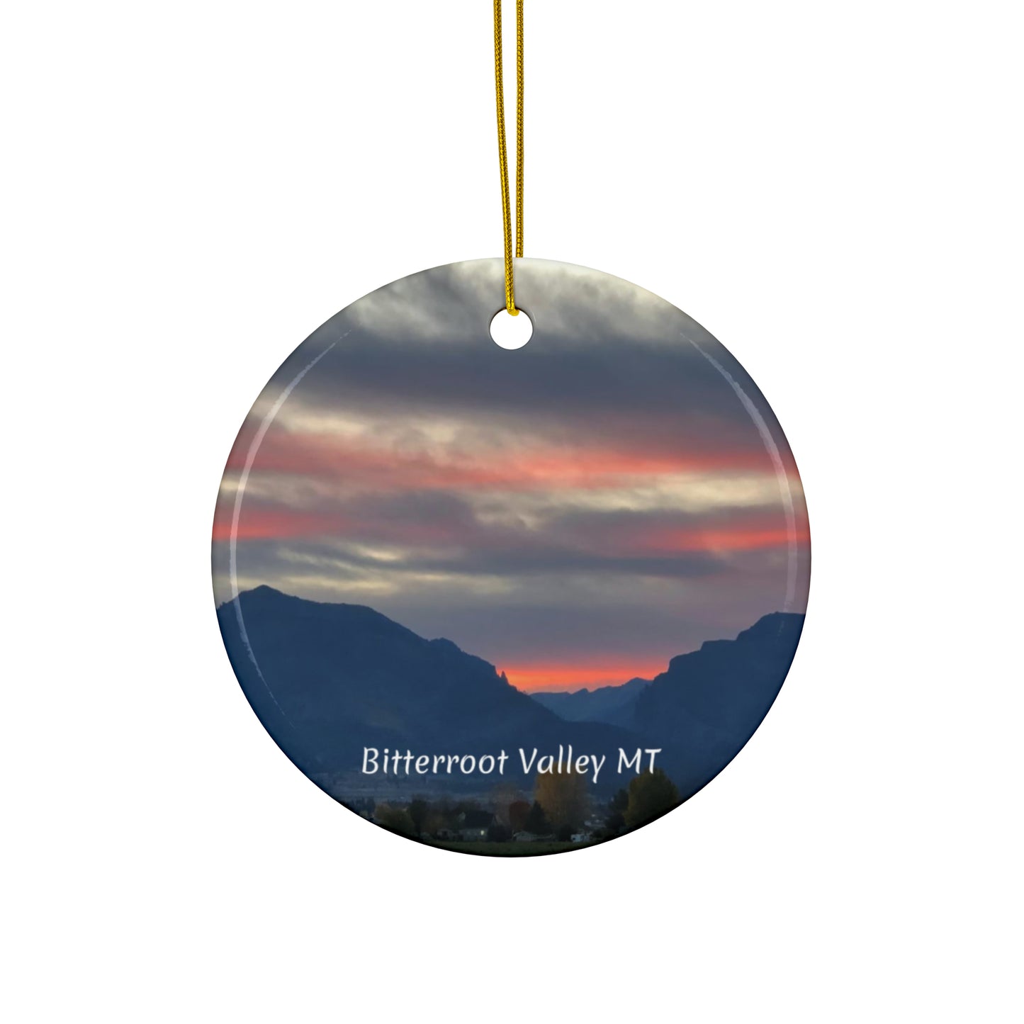 Sunset in Bitterroot Valley Montana Ceramic Ornaments (3pcs, 5pcs, 10pcs)