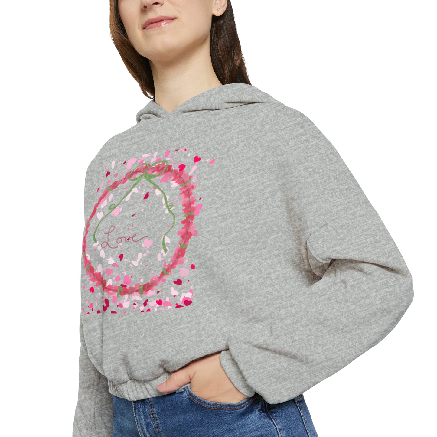 Love Wreath - Women's Cinched Bottom Hoodie
