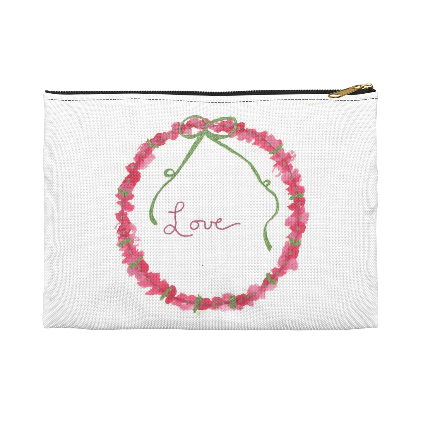 Love Wreath Accessory Pouch, Cosmetic bag, pencil case