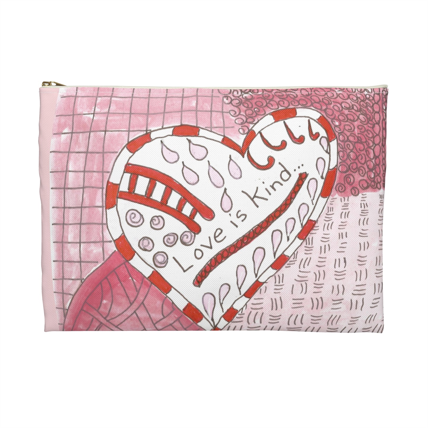 Love Is Kind Accessory Pouch | Cosmetic Bag  or Pencil Case - Pink