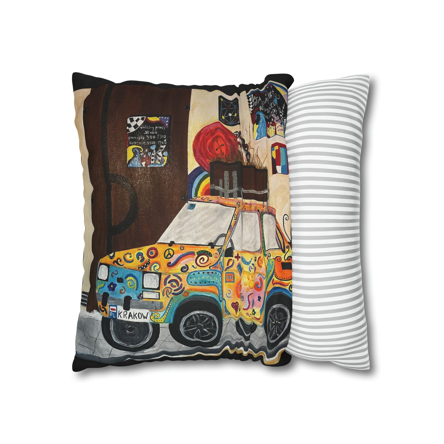 Krakow Poland Pillow Cover (Black)