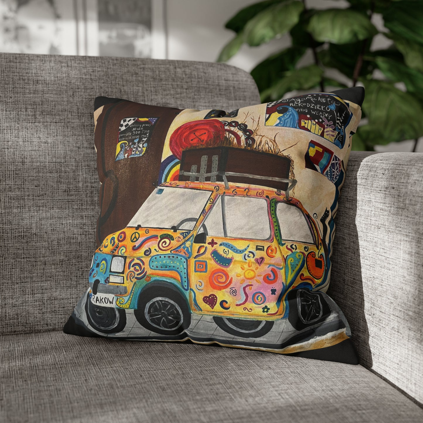 Krakow Poland Pillow Cover (Black)