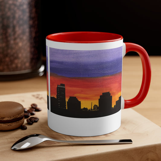 Sunset over Houston Skyline Coffee Mug (Double Sided) | Houston Texas