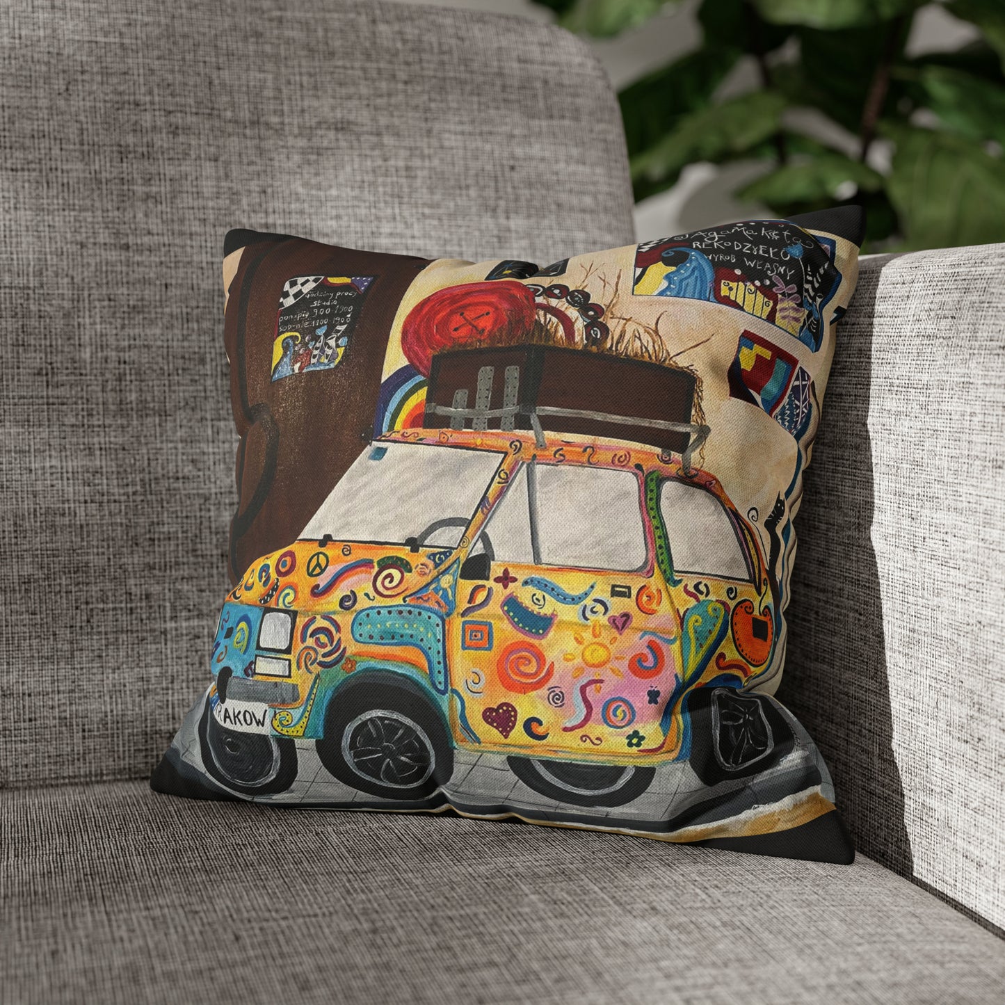 Krakow Poland Pillow Cover (Black)