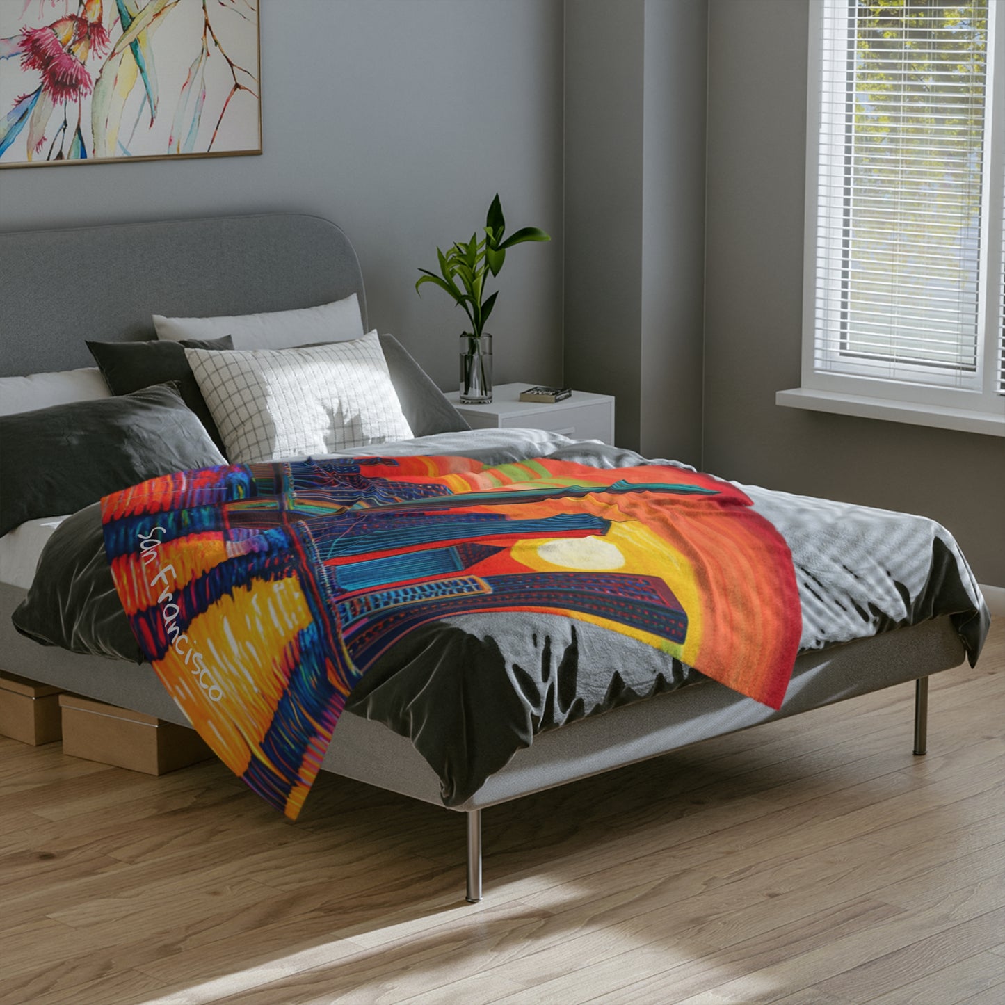 San Francisco Skyline Velveteen Minky Blanket