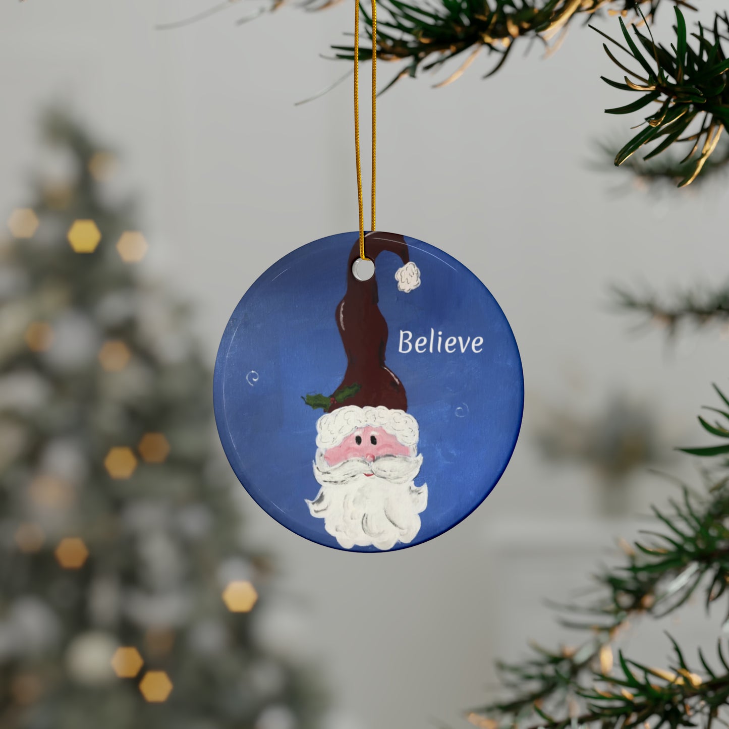 Santa I Believe Ceramic Ornaments (3pcs, 5pcs, 10pcs)